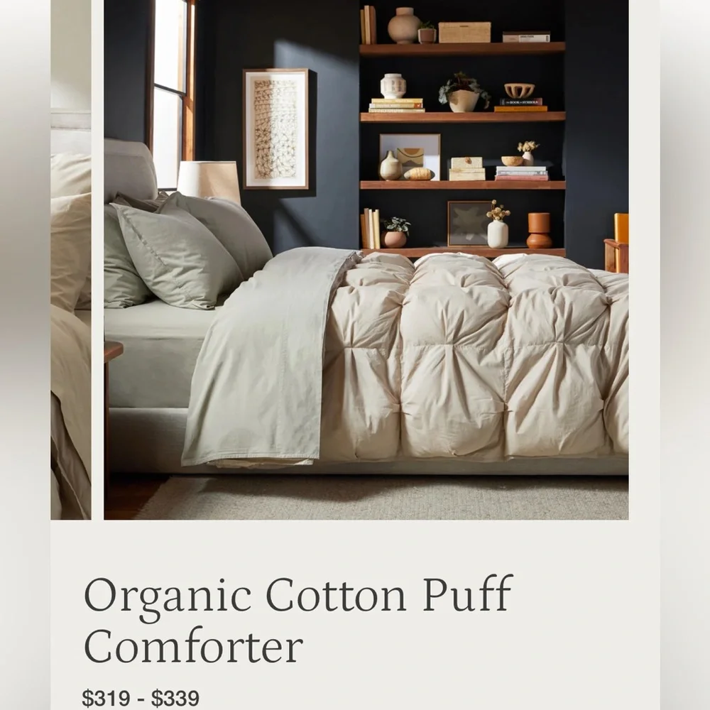 PARACHUTE Organic Cotton Puff Comforter $339 LIKE NEW BONE Full / Queen